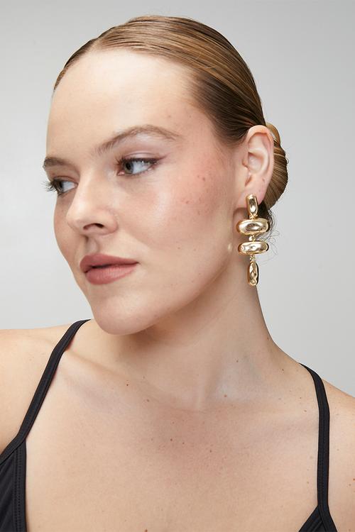 Drew Oval Drop Earrings - Gold