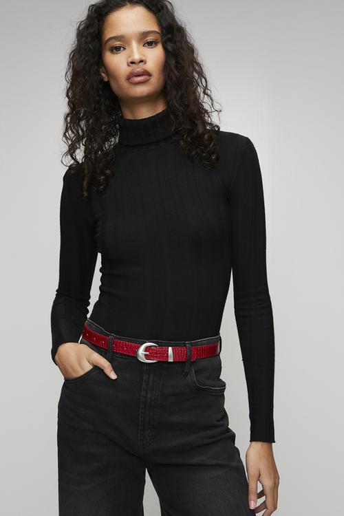 Bendetta Snake Imprint Belt - Red