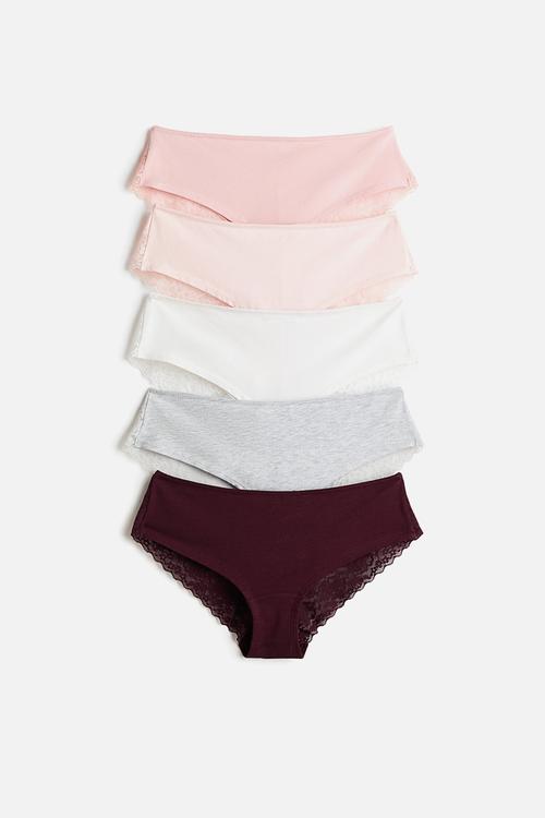 5-Pack hipster briefs - light pink/burgundy