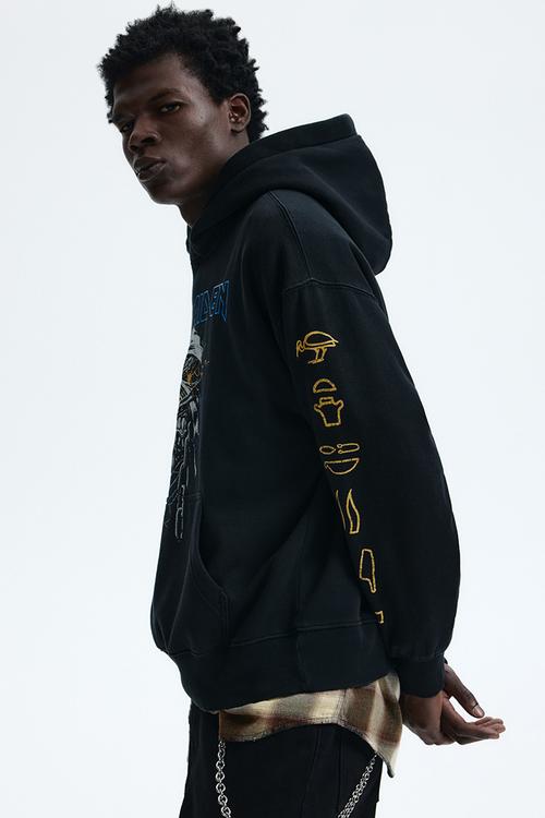 Oversized fit printed hoodie - black/iron maiden