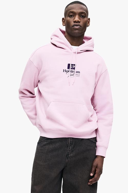 Loose fit printed hoodie - dusty pink/herbarium archives