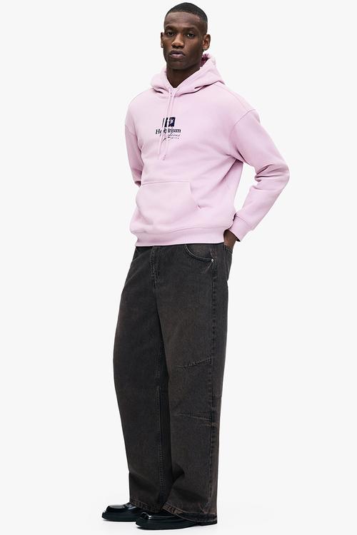 Loose fit printed hoodie - dusty pink/herbarium archives