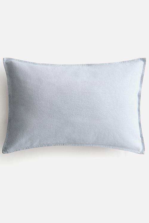 Linen-blend cushion cover - light dusty blue