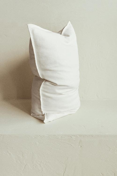 Linen-blend cushion cover - white