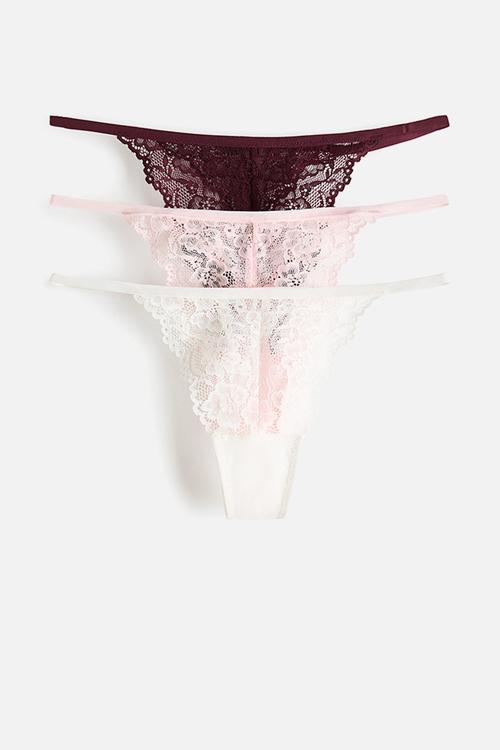 3-Pack lace tanga thong briefs - multi