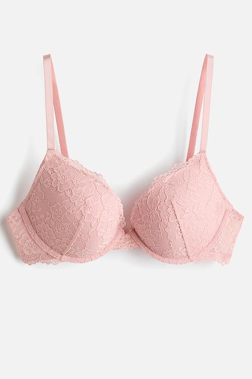 Lace push-up bra - light pink