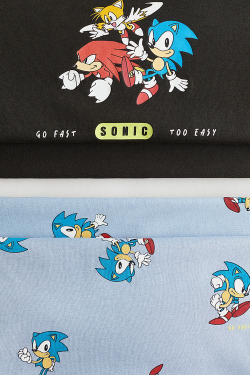 2-Pack printed cotton pyjamas - black/sonic the hedgehog