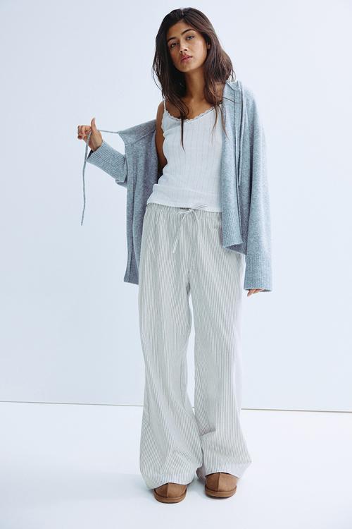 Flannel pyjama bottoms - grey/striped