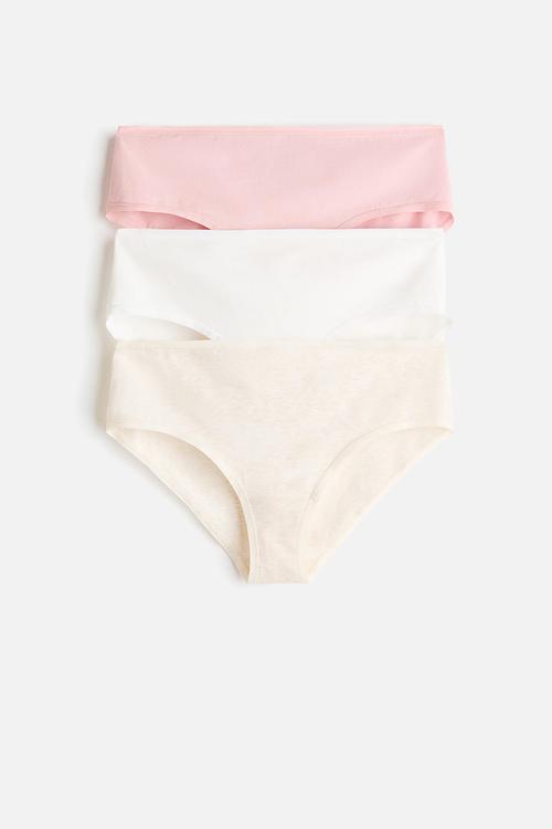 3-Pack cotton hipster briefs - light beige marl/light pink