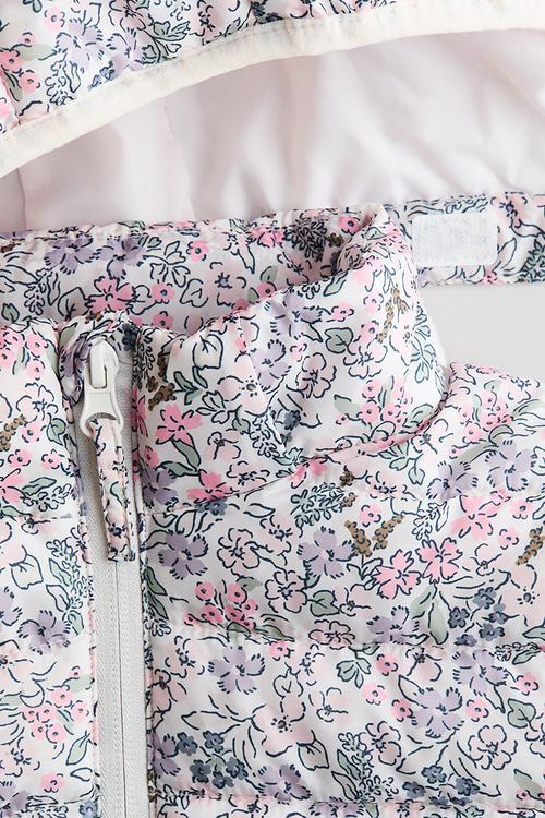 Water-repellent padded jacket - white/floral