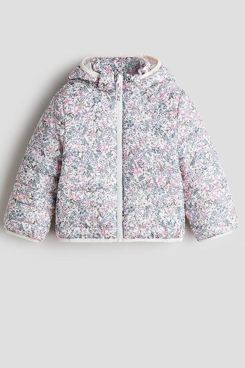 Water-repellent padded jacket - white/floral