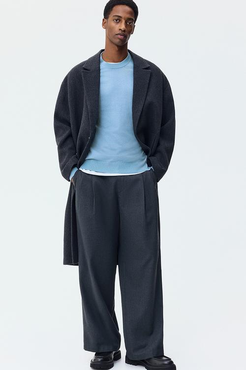 Regular fit fine-knit jumper - dusty blue