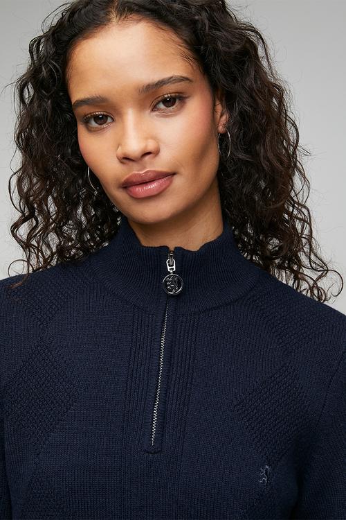 Pringle ¼ zip ls knitted jersey  - navy