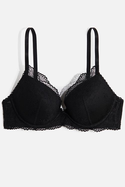 Lace push-up bra - black