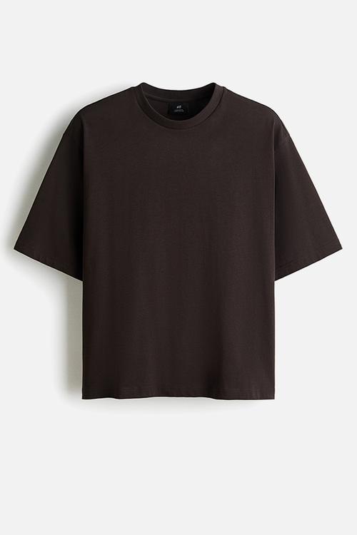 Oversized fit T-shirt - dark brown