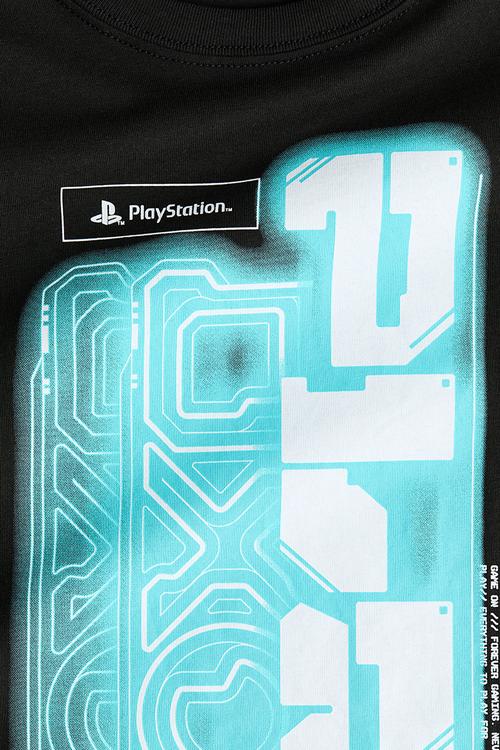 Print-motif cotton T-shirt - black/playstation