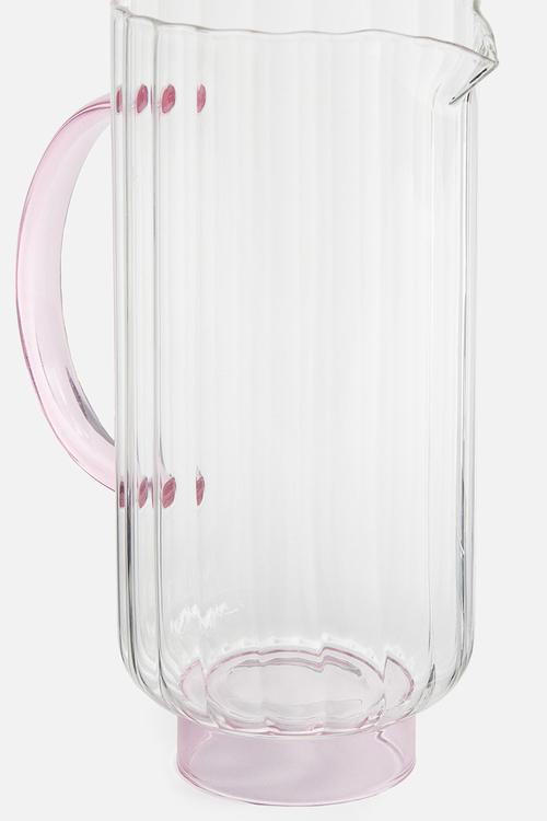 Fluted glass jug - transparent/pink