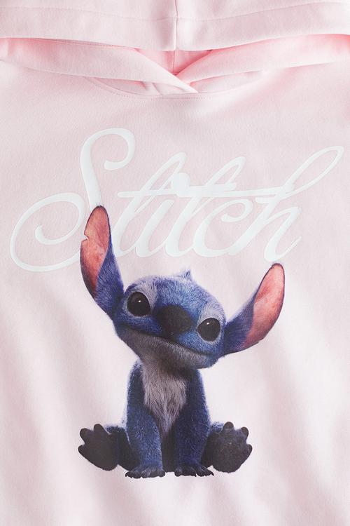 Motif-detail hoodie - pink/lilo & stitch