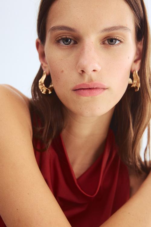 Cowl-neck body - red