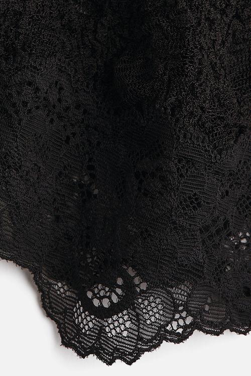 Lace-trimmed strappy top - black