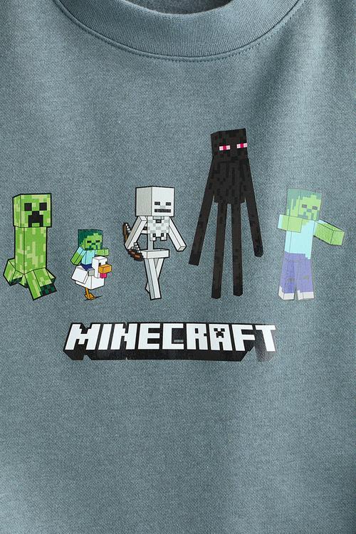 Print-motif sweatshirt - dusty turquoise/minecraft