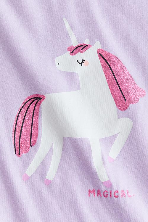 Printed jersey top - light purple/unicorn