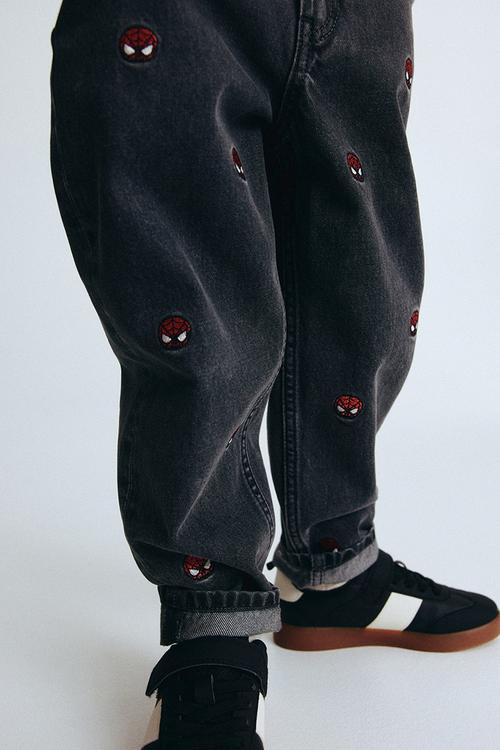 Regular fit printed  jeans - denim black/spider-man