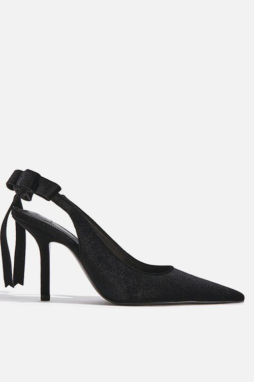 Bow-detail pointed slingbacks - black