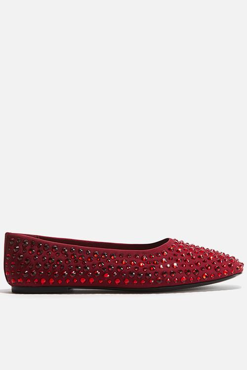 Embellished ballet pumps - red