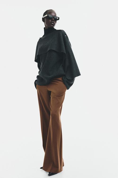 Flared tailored trousers - brown