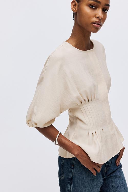 Waisted blouse - light beige