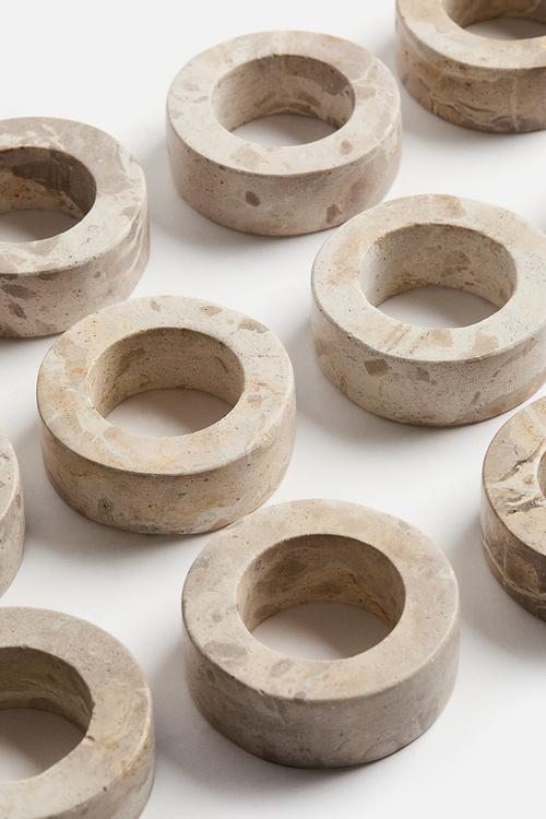4-Pack marble napkin rings - beige/marbled