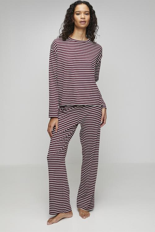 Pj long sleeve cotton jersey stripe - windsor wine