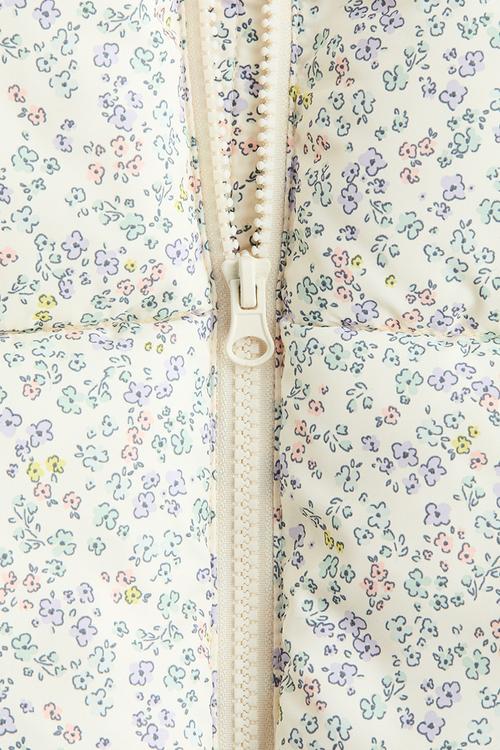 Puffer gilet - light beige/floral