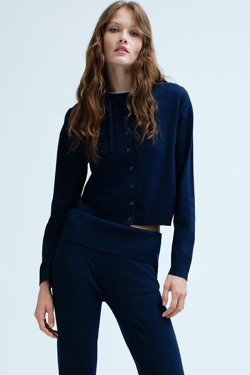Hooded cardigan - navy blue