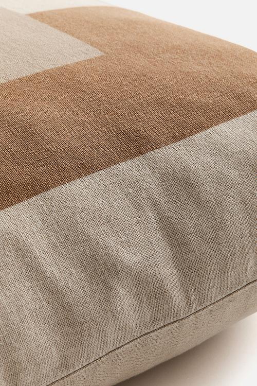 Linen-blend cushion cover - beige/brown