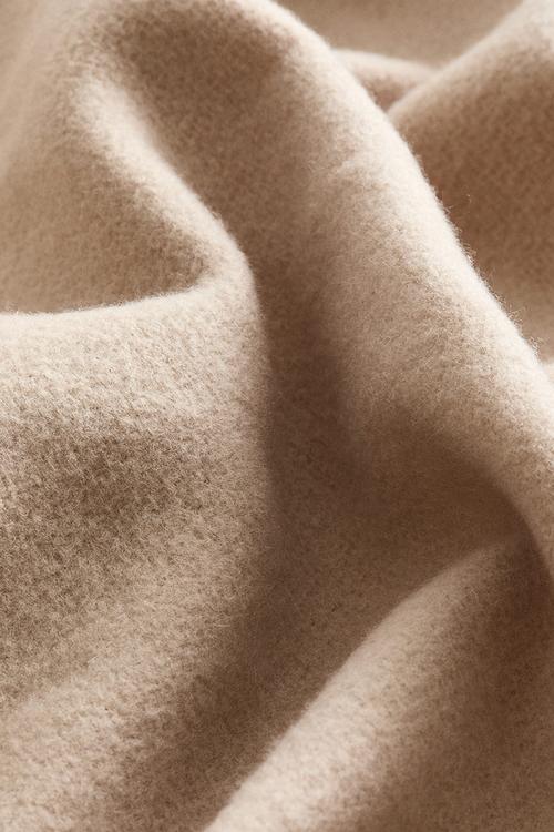 Fringed wool-blend blanket - beige