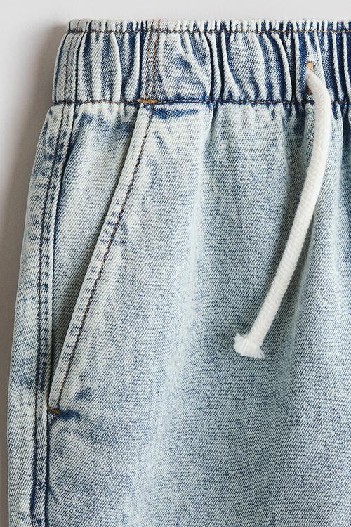 Cotton denim joggers - washed light denim blue