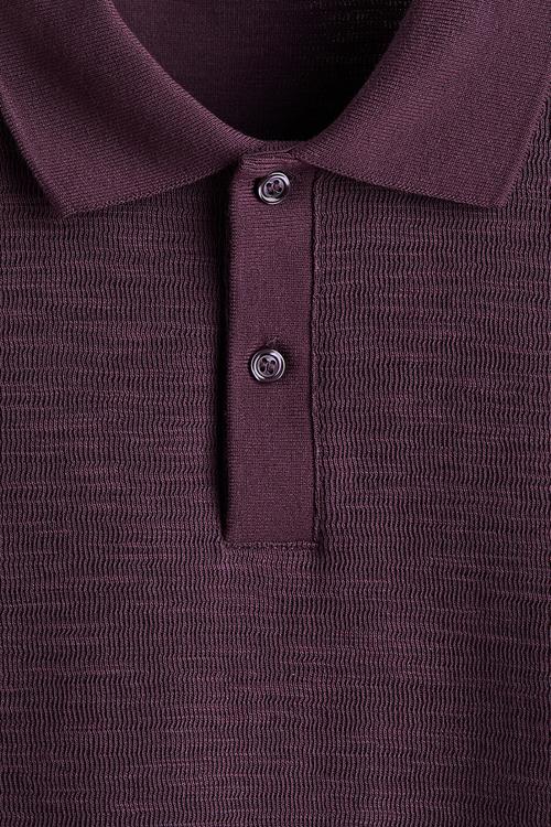 Slim fit jacquard-knit polo shirt - dark purple