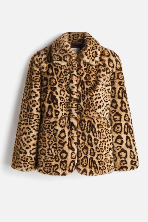 Shoulder-pad jacket - beige/leopard print
