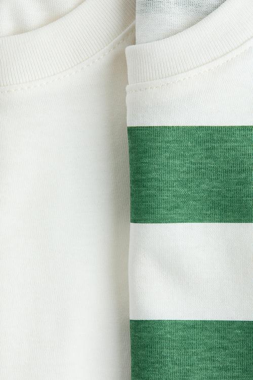 2-pack oversized T-shirts - white/green striped