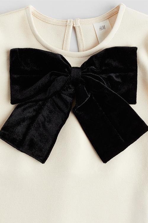 Bow-detail jersey dress - light beige