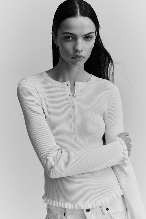 Rib-knit top - white