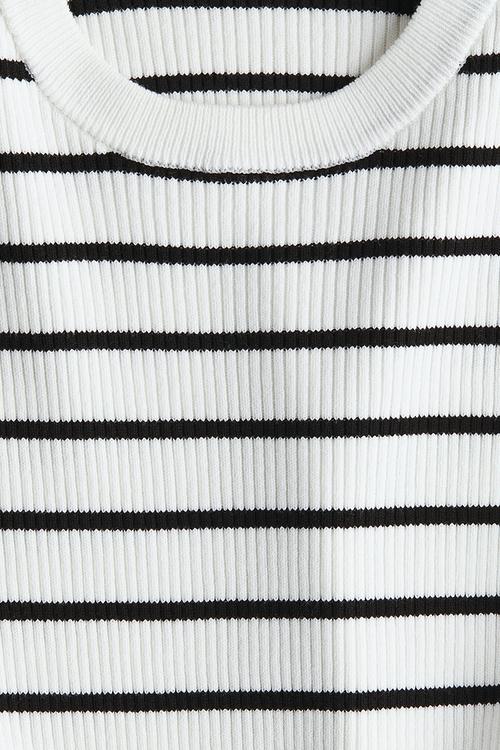 Rib-knit top - white/striped