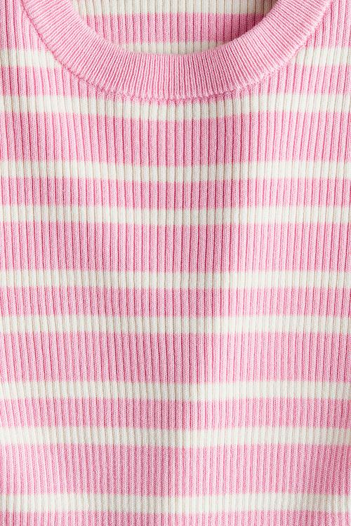 Rib-knit top - pink/striped