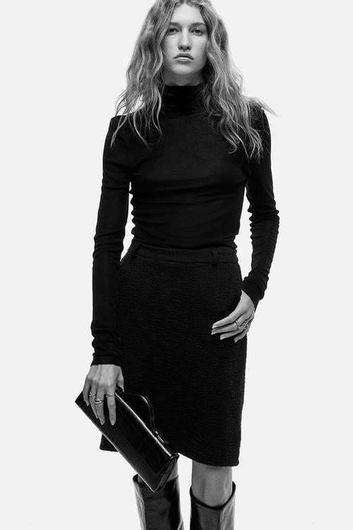 Jersey pencil skirt - black