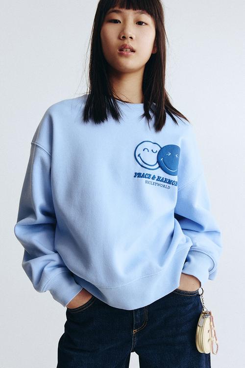 Print-motif sweatshirt - light blue/smileyworld?