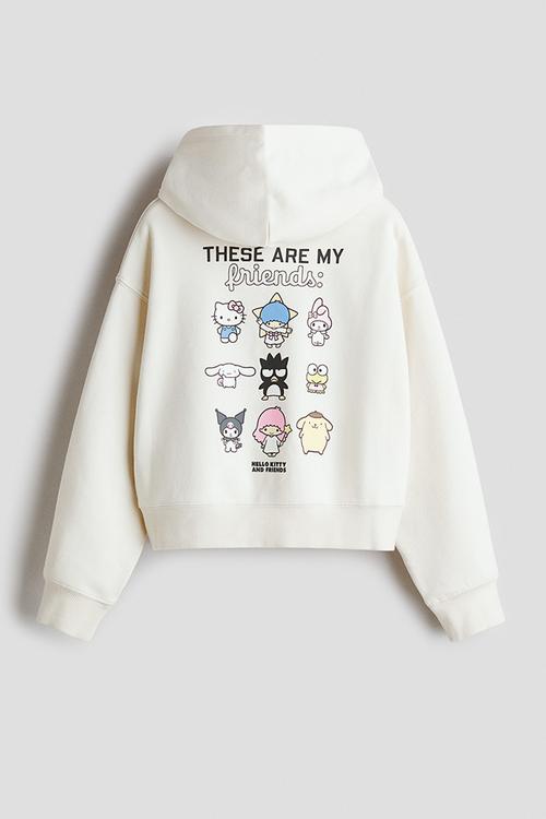 Motif-detail hoodie - white/hello kitty