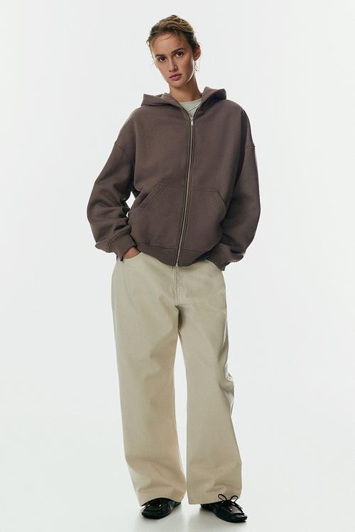 Zip-through hoodie - dark mole