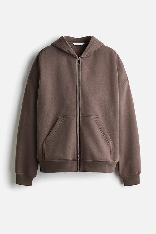 Zip-through hoodie - dark mole